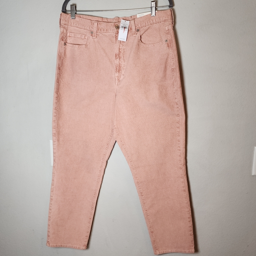 NWT American Eagle Corduroy Peach Pink Mom‎ Jean Pants Women's Size 14 (32)
